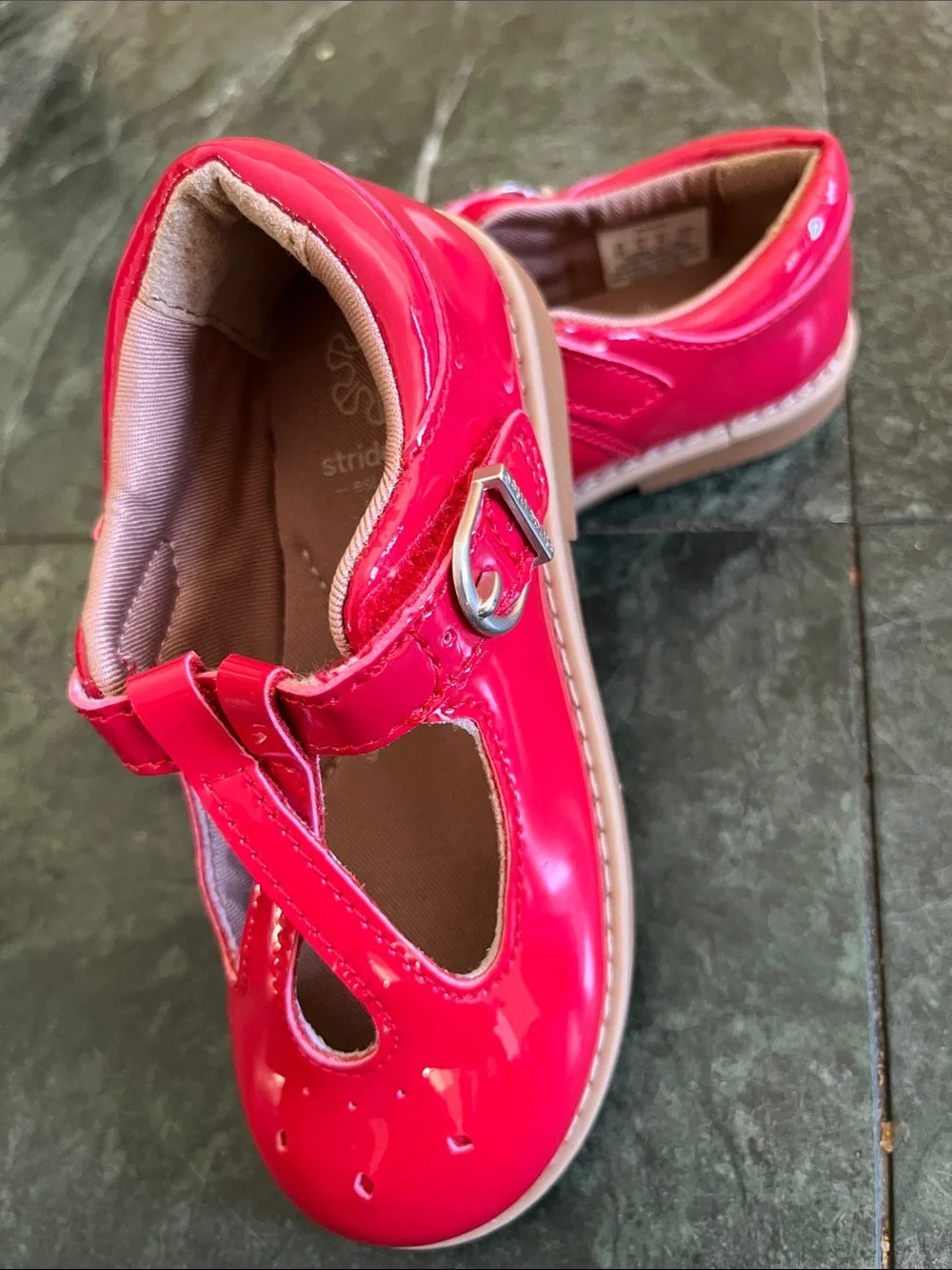 Stride Rite Shiny Red Patent T-Strap Mary Jane Shoes